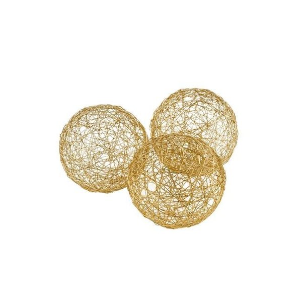 Modern Day Accents Modern Day Accents 3378 4 in. Guita Gold Wire Spheres - Box of 3 3378